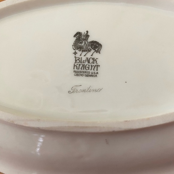 Vintage Black Knight Trentino Oval Serving Dish /Czechoslovakia/Floral Porcelain - Picture 4 of 6